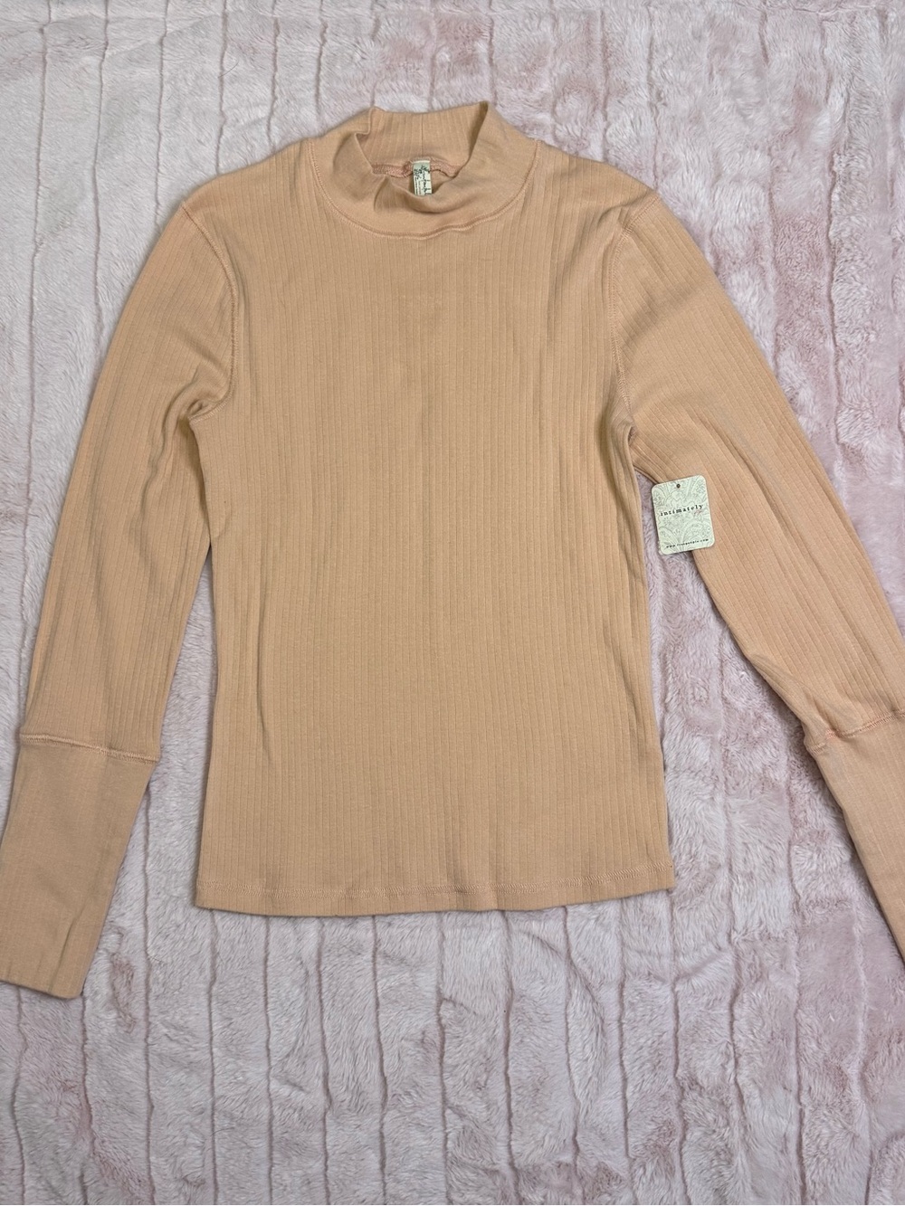 Intimately by Free People - Ribbed Mock Neck Long Sleeve Top Orange - Size M